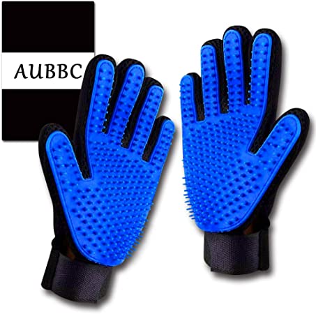 AUBBC Pet Grooming Glove 2 PCS, Upgraded 259 Soft Pet Hair Remover Gentle Deshedding Brush Glove ，Deshedding Tool for Cats Dogs - Efficient Pet Hair Remover Mitt