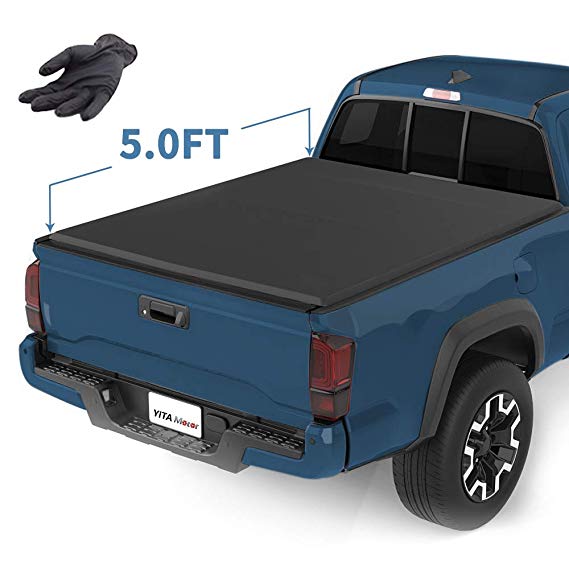 YITAMOTOR Soft Tri-Fold Truck Bed Tonneau Cover Compatible with 2016-2020 Toyota Tacoma, Styleside 5 ft Pickup Cargo Bed Waterproof Tear-Resistant PVC