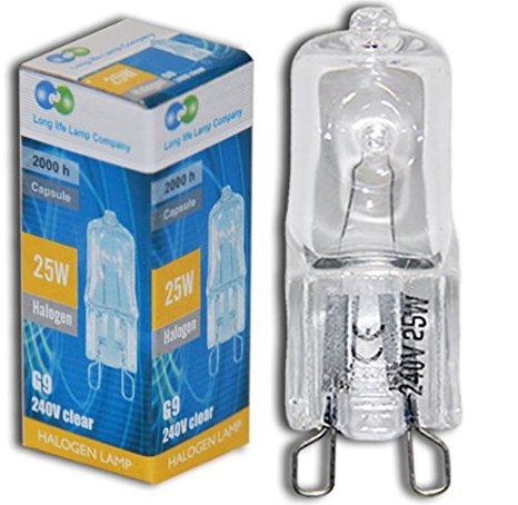 Long Life Lamp Company 10 x G9 25 W Clear Halogen Lamps Light Bulbs, 240 V