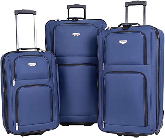 Travelers Club Genova Expandable Luggage Set, Navy Blue, 3 Piece