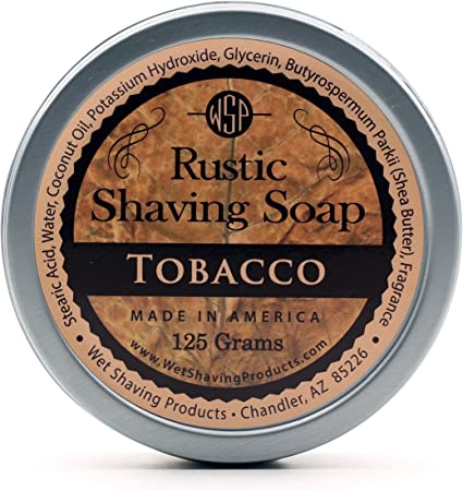 WSP Rustic Shaving Soap (Tobacco) 4.4 Oz in Tin Artisan Made in America Using Vegan Natural Ingredients