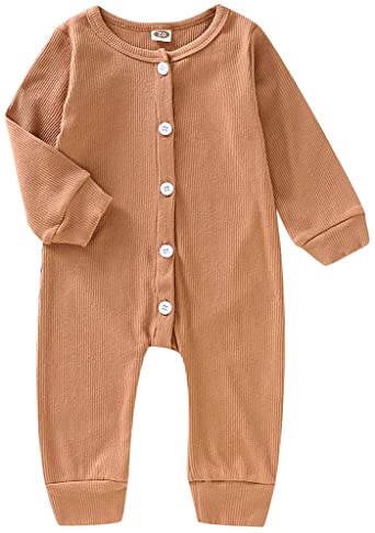 GRNSHTS Baby Boys Girls Jumpsuit Unisex Toddler Long Sleeve with Pocket Bodysuit Outfit