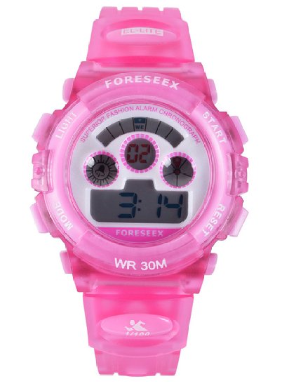 FSX-519G Water Resistant Digital Sports Wrist Watches for Ages 5-15 Boys (Pink)