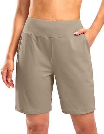 Bermuda Shorts for Women with Pockets Womens 7" High Waisted Long Shorts for Athletic Workout Casual