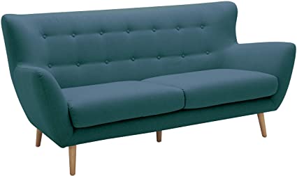 Amazon Brand – Rivet Isabelle Mid-Century Modern Sofa with Tapered Wood Legs, 76"W, Aqua