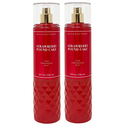 Bath and Body Works Strawberry Pound Cake Fine Fragrance Body Mist Gift Set - Value Pack Lot of 2 (Strawberry Pound Cake)