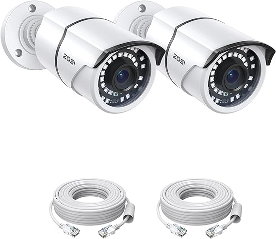 ZOSI 2Pack 5MP Add-on POE IP Security Camera with Ethernet Cables Outdoor Bullet Camera with 120ft Night Vision, IP66 Weatherproof, Compatible ZOSI PoE NVR Recorder(Model:ZR08EN,ZR08DN,ZR08PN,ZR16DK)