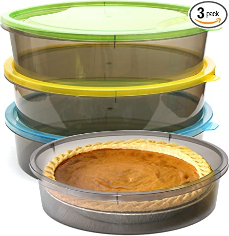 Youngever 3 Pack Pie Containers, Plastic Food Storage Containers, Fresh Pie Keeper