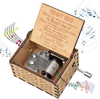 fezlens Wood Music Boxes You are My Sunshine Dad Antique Engraved Wooden Musical Box Gifts for Father's Day/Birthday/Christmas/Valentine's Day/Thanksgiving Days Hand-Operated Present Kid Toys