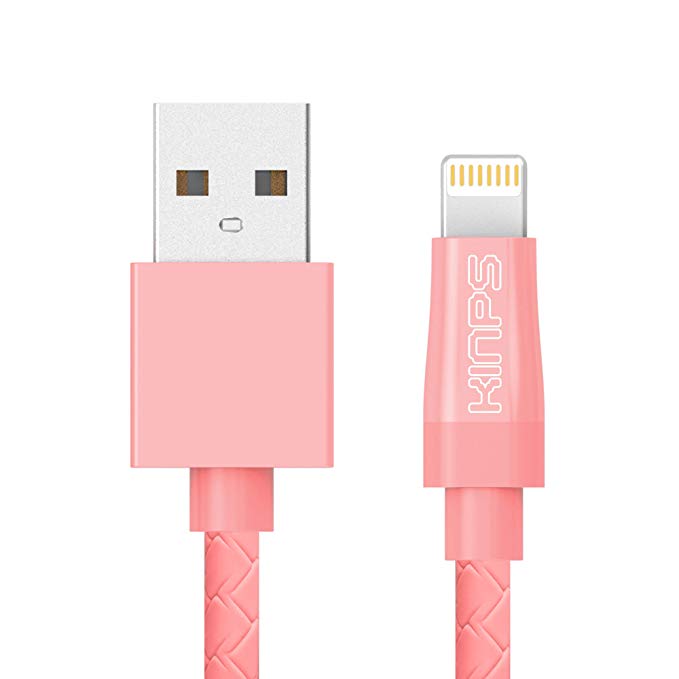 Kinps Apple MFi Certified Lightning to USB Cable iPhone Charger (10FT/3M) Cord Super Long Compatible with iPhone Xs/XS Max/XR/X/8/8 Plus/7/7 Plus/6S/6S (Pink)