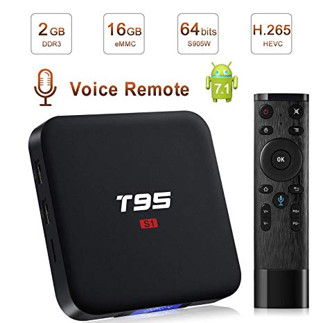 Android TV Box with Voice Remote,LIVEBOX S1 Android 7.1 TV Box 2GB RAM 16GB ROM Amlogic S905W Octa core Cortex-A53 CPU 64 Bits and Support WiFi 2.4GHz/4K (60Hz)/H.265