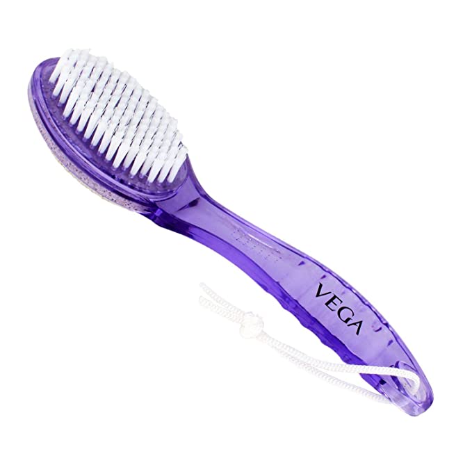 Vega Pumice Stone/Nail Brush with Handle, Color May Vary