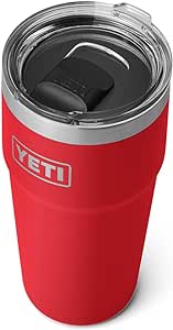 YETI Rambler 20 oz Stackable Tumbler, Stainless Steel, Vacuum Insulated with MagSlider Lid, Rescue Red