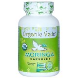 Organic Moringa Powder 120 Veg Capsules Pure and Natural Raw Herbal Dietary Super Food Supplement Non GMO Gluten FREE US FDA Registered Facility Kosher Certified Vegetarian Capsule All Natural