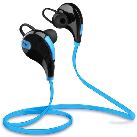 Apekx QY7 Wireless 41 Bluetooth Stereo Sweatproof In-Ear Lightweight Headphones Earbuds Earphones Headset for Sports  Running  Jogging  Gym with Mic Blue