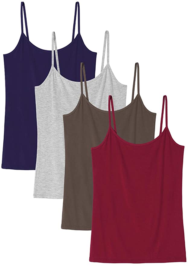 Le Nepho Basic Cami Women Stretch Camisole Spaghetti Strap Tank Top 4-Pack