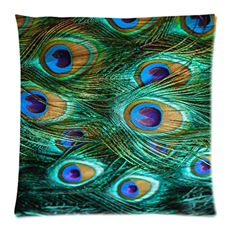 Home Decor Personalized Abstract seamless pattern Peacock feather Zippered Throw Pillow Cover Cushion Case 18x18 (one side)