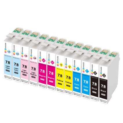 GPC Image 14 Pack Compatible Ink Replacement for Epson 78 (4 Black, 2 Cyan, 2 Magenta, 2 Yellow, 2 Light Cyan, 2 Light Magenta) for use in Epson Stylus Photo R260 R380 RX580 RX680 Inkjet Printers