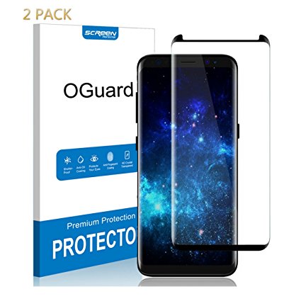 Galaxy S8 Tempered Glass Screen Protector, OGuard [2 pack] 98% Coverage [Easy application] [Case Friendly] Screen Protector fit for Samsung Galaxy S8