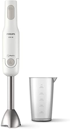 Philips ProMix 650 W Blender with Splash Guard and Measuring Cup Plastic, Metal, White/Metal