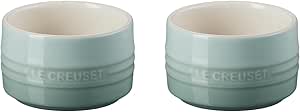 Le Creuset Stoneware Round Ramekin Straight Wall Set of 2, 6.75oz. Each, Sea Salt