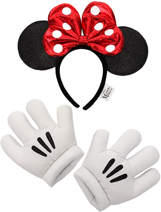 elope Disney Minnie Glitter Headband & Glove Set Black