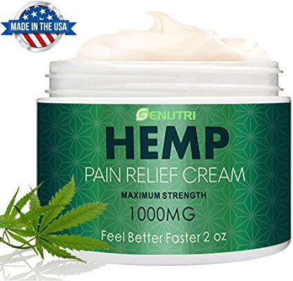 NUTRILUSH Hemp Pain Relief Cream - Quick Relieve Sprains, Muscle, Back, Joint and Arthritis Pain - High Vitamins and Nutrients - Supper Effective Hemp Cream for Pain and Inflammation - 1000mg