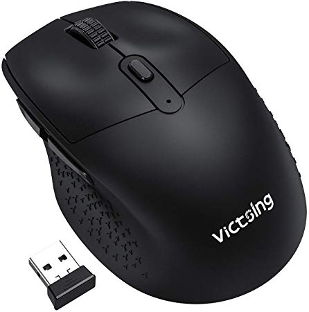 VicTsing Wireless Mouse Rechargeable, 2020 Unique Comfortable Ergonomic Mouse, Noiseless/Adjustable 2400Dpi/6 Buttons, Cordless Mice with USB Receiver for PC, Computer, Laptop, MacBook