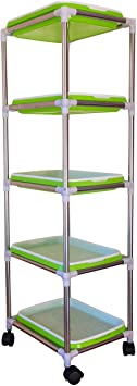 Blue Mountain 5 Layer Seed Sprouter Trays on a Mobile Trolley cart for Soil-Free Seed Sprouting of a Wide Range of microgreens, Including Wheatgrass and Mung Beans