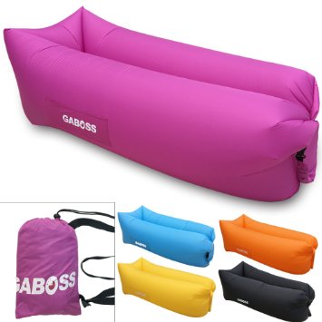 GABOSS -Inflatable Lounger Air Filled Balloon Furniture, Hangout Bean Bag, Outdoor or Indoor Air Sleeping Sofa, Couch, Portable Waterproof Compression Sacks for Camping, Beach, Park, Backyard