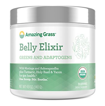 Amazing Grass Belly Elixir, Greens and Adaptogens Organic Powder, 20 Serving Tub, 4.9 oz