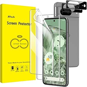 JETech Protection D'écran pour Google Pixel 8 avec Protecteur d'Objectif de Caméra, Film TPU Flexible, Compatible ID Empreinte, Transparent HD, Installation Facile, 2 Pièces Chacun