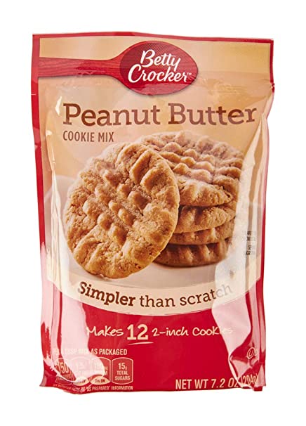 Betty Crocker Cookie Mix Peanut Butter Snack Size Makes 12 Cookies 7.2 oz Pouch