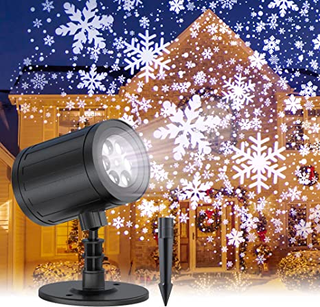 Barhootao Christmas Projector Lights Outdoor Snowflake Projector Lights Outdoor Waterproof LED Landscape Projection Rotating Snowflake Projector Decorative Lighting for Xmas House Party Holiday