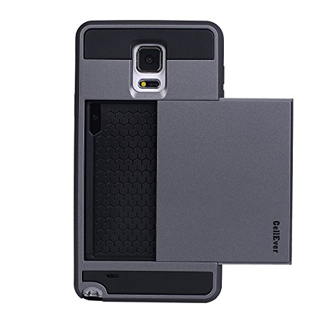 Note 4 Case, CellEver [Wallet Slider] - [Card Slot][Drop Protection][Heavy Duty][Wallet] - For Samsung Galaxy Note 4 SM-N910 Devices - Gray