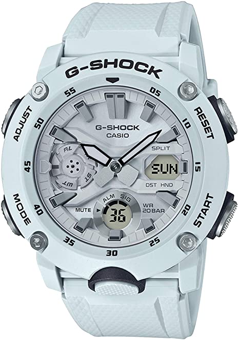 Casio GA2000S-7A Men's Carbon Core Guard Analog Digital Alarm Chronograph White G Shock Watch