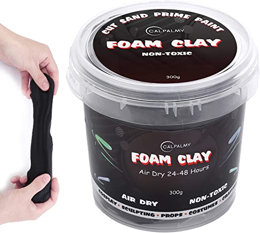 Moldable Cosplay Foam Clay (Black) – High Density and Hiqh Quality for Intricate Designs | Air Dries to Perfection for Cutting with a Knife or Rotary Tool, Sanding or Shaping