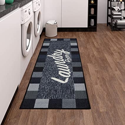 Ottomanson Laundry Collection Area Rug, 20"X59", Black Checkered