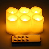 Kohree Realistic Battery-Powered Flameless Pillar Candles - Unscented Ivory Votive LED Candles with Remote Control and Timer Batteries Included- 6 Pack