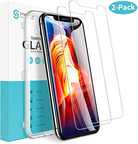 Syncwire Screen Protector for iPhone 11 Pro, iPhone Xs & iPhone X (2 Pack), Anti-Fingerprint Tempered Glass for iPhone 11 Pro/XS/X/10 (9H Hardness, Installation Frame, Bubble Free) [Not Edge to Edge]