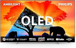 Philips Ambilight 65OLED769: Smart TV 4K OLED - Pantalla de 65 Pulgadas con P5 AI Picture, Titan OS, Dolby Vision y Dolby Atmos Sound, Funciona con Alexa y Asistente de Google - Marco Metálico