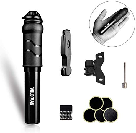 Super Mini Portable Bike Pumps,120 PSI High Pressure Bicycle Air Pump, Fits Presta and Schrader,Come with Glueless Puncture Repair Kit Includes Mount Kit