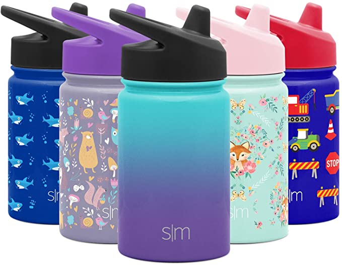 Simple Modern Kids Summit Sippy Cup Thermos 10oz - Stainless Steel Toddler Water Bottle Vacuum Insulated Girls and Boys Hydro Travel Cup Flask Ombre: Tropical Seas Purple