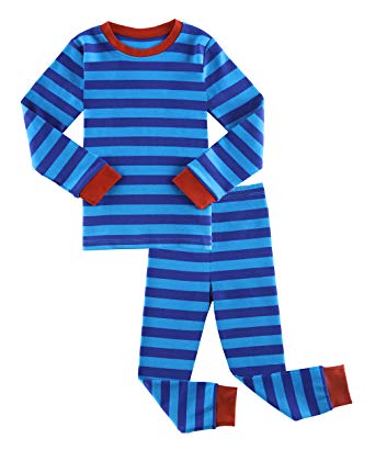 Fiream Girls Boys Pajamas Sets Cotton Striped Long Sleeve Thickened Sleepwear for Girls and Boys Size 12 Month-13 Years