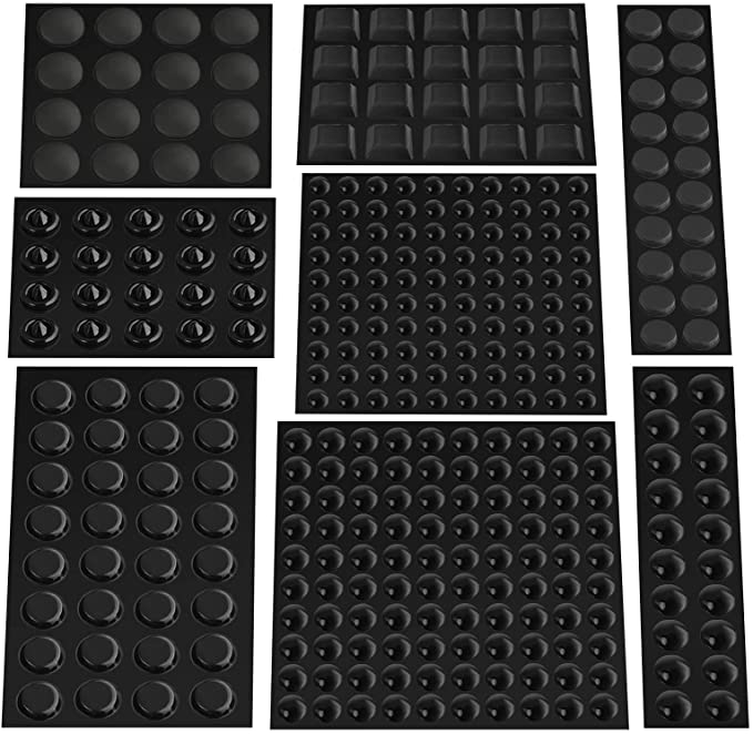 Cabinet Bumpers, 328PCS Self-Adhesive Black Cabinet Door Bumpers Pads for Kitchen Cabinets Cutting Boards Picture Frames