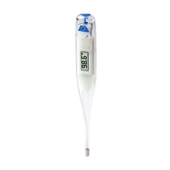 MABIS TinyTemp 60-Second Clinically Accurate Digital Thermometer for Adults, Children and Babies, Waterproof, Clear and Blue