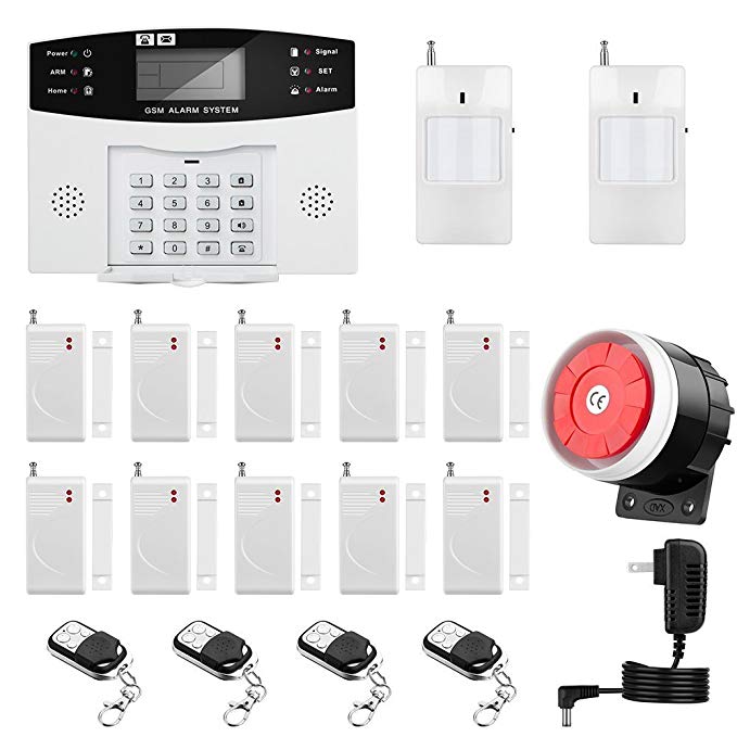 Home Security System, Thustar GSM Alarm System Wireless Security System Kit Remote Control Intelligent LED Display Voice Prompt House Office Business Burglar Alarm Auto Dial 110DB Siren