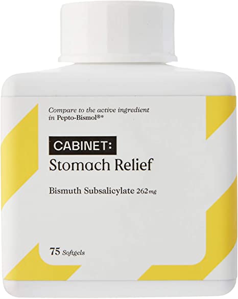 Cabinet Upset Stomach Relief Liquid Softgels, 75 Count, 262 mg Anti Diarrhea Medicine for Adults and Kids 12 and Up, Fast Acting Bismuth Subsalicylate Antidiarrheal