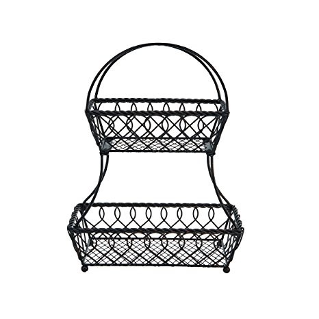 Gourmet Basics by Mikasa 5169089 Loop Lattice Basket Wire, Black