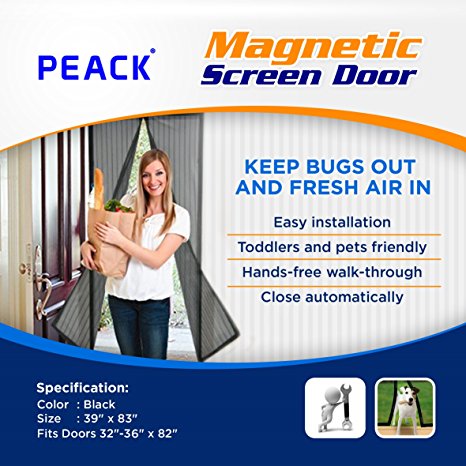 Premium Magnetic Screen Door, No More Mosquitos or Flying Insects, Automatically Shut Like Magic for a Hands-Free Bug-Proof Curtain, Toddler And Pet Friendly - Fits Doors Up To 36" x 82" MAX